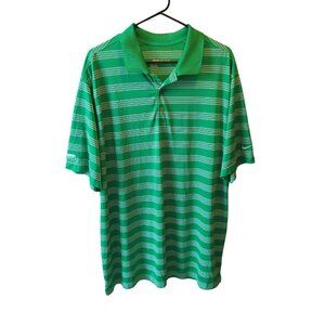 Nike dri fit polo shirt short sleeve green striped golf men 2XL Tour Performance